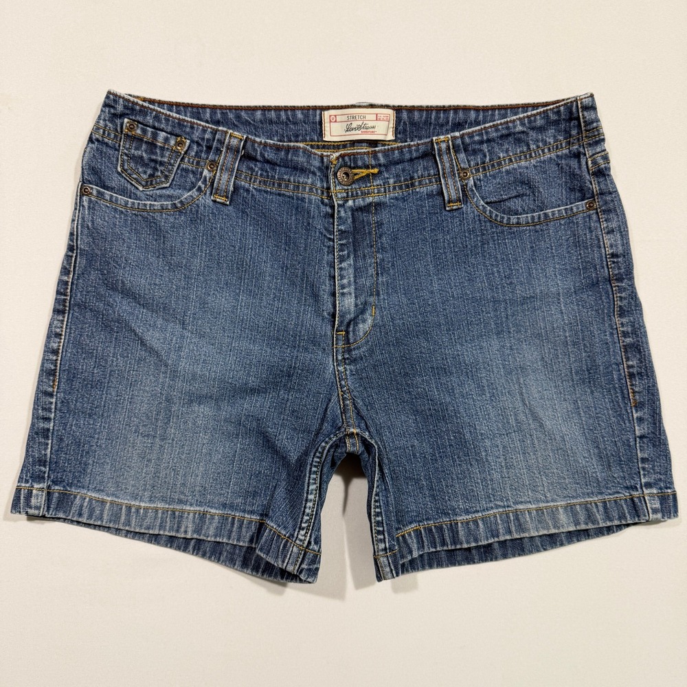 Levi Strauss Signature Denim Shorts Women's 12 Blue Stretch Mid Rise Jean Shorts